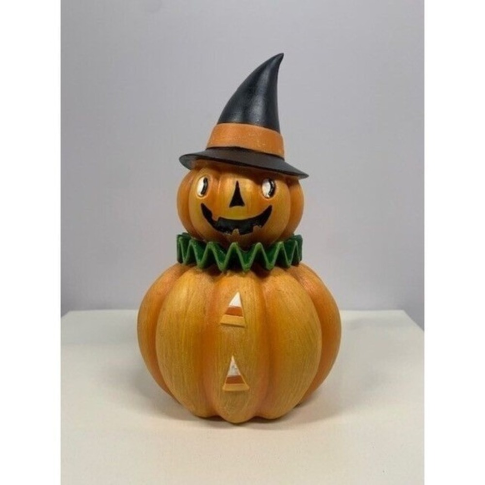 Pumpkin Character Orange with Black Hat Halloween Decor NEW